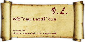 Váray Letícia névjegykártya
